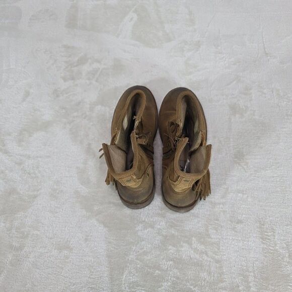 UGG 1002856 Layne 6.5 Brown Fringed Suede Side Zip Ankle Boots Smashed Buffed - Picture 3 of 7